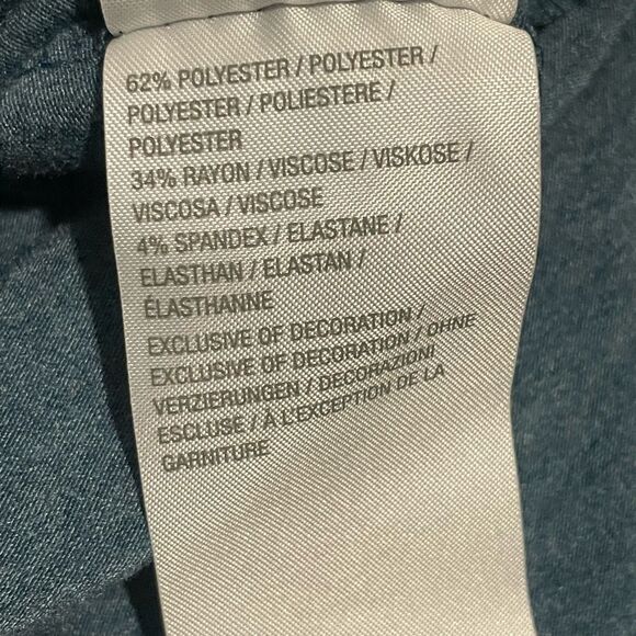 LOGO Lounge Lori Goldstein Blue Jersey Knit Top Chiffon Ruffled Hem, Size XS - Picture 5 of 10